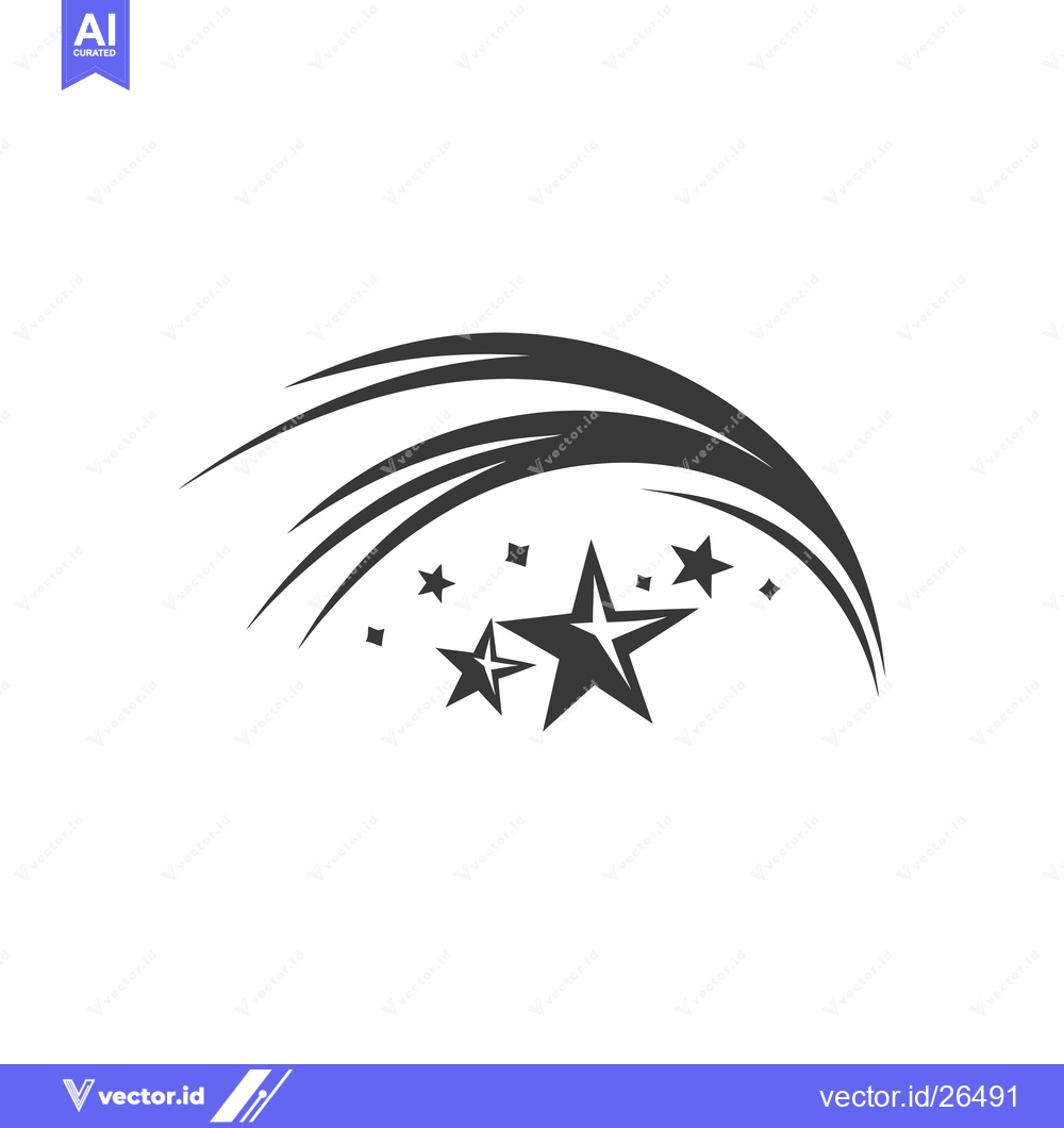 Premium Vector of Black and white silhouette of a shooting star with a trail