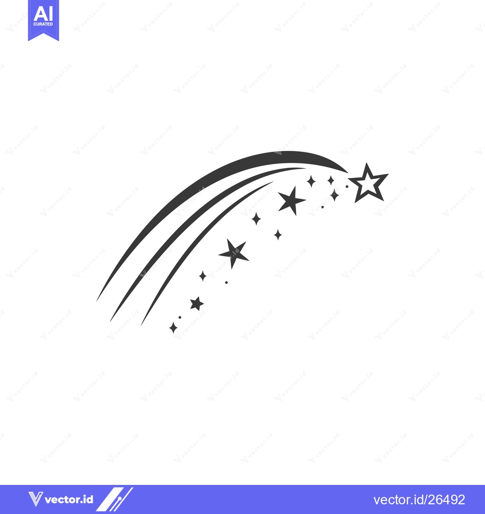 Premium Vector dari Black and white silhouette of a shooting star with a trail of stars