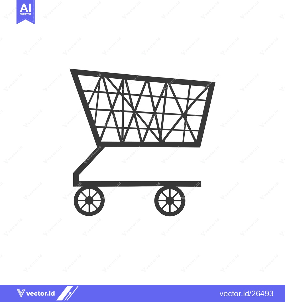 Premium Vector of Black and White Silhouette of a Shopping Cart