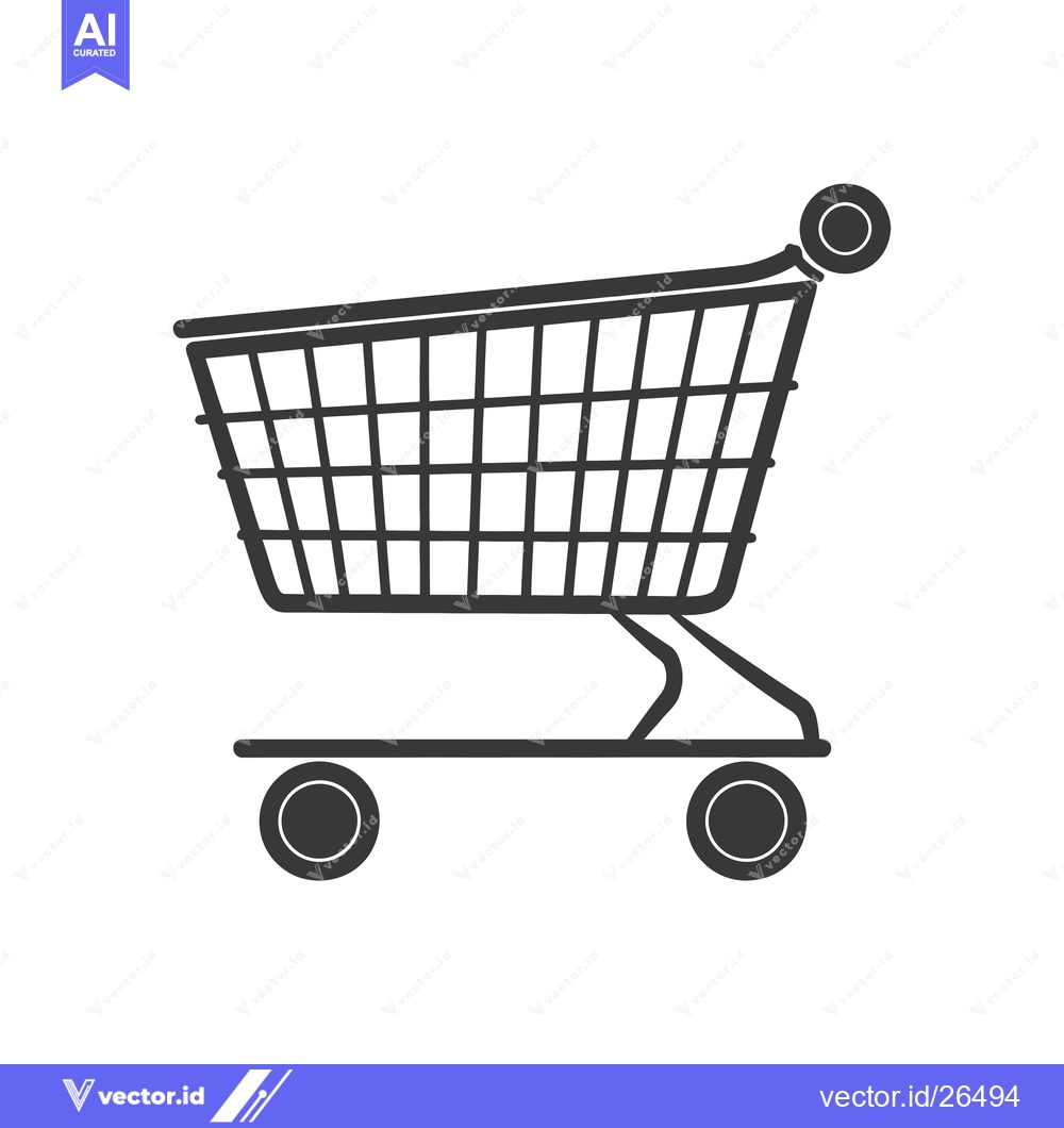Premium Vector dari Black and white silhouette of a shopping cart