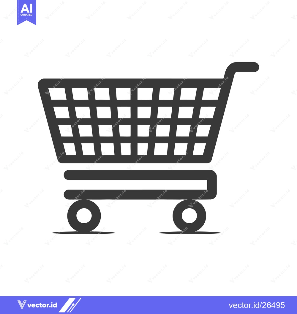 Premium Vector of Black and White Silhouette of a Shopping Cart