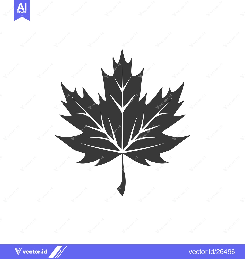 Premium Vector dari Black and White Silhouette of a Single Maple Leaf