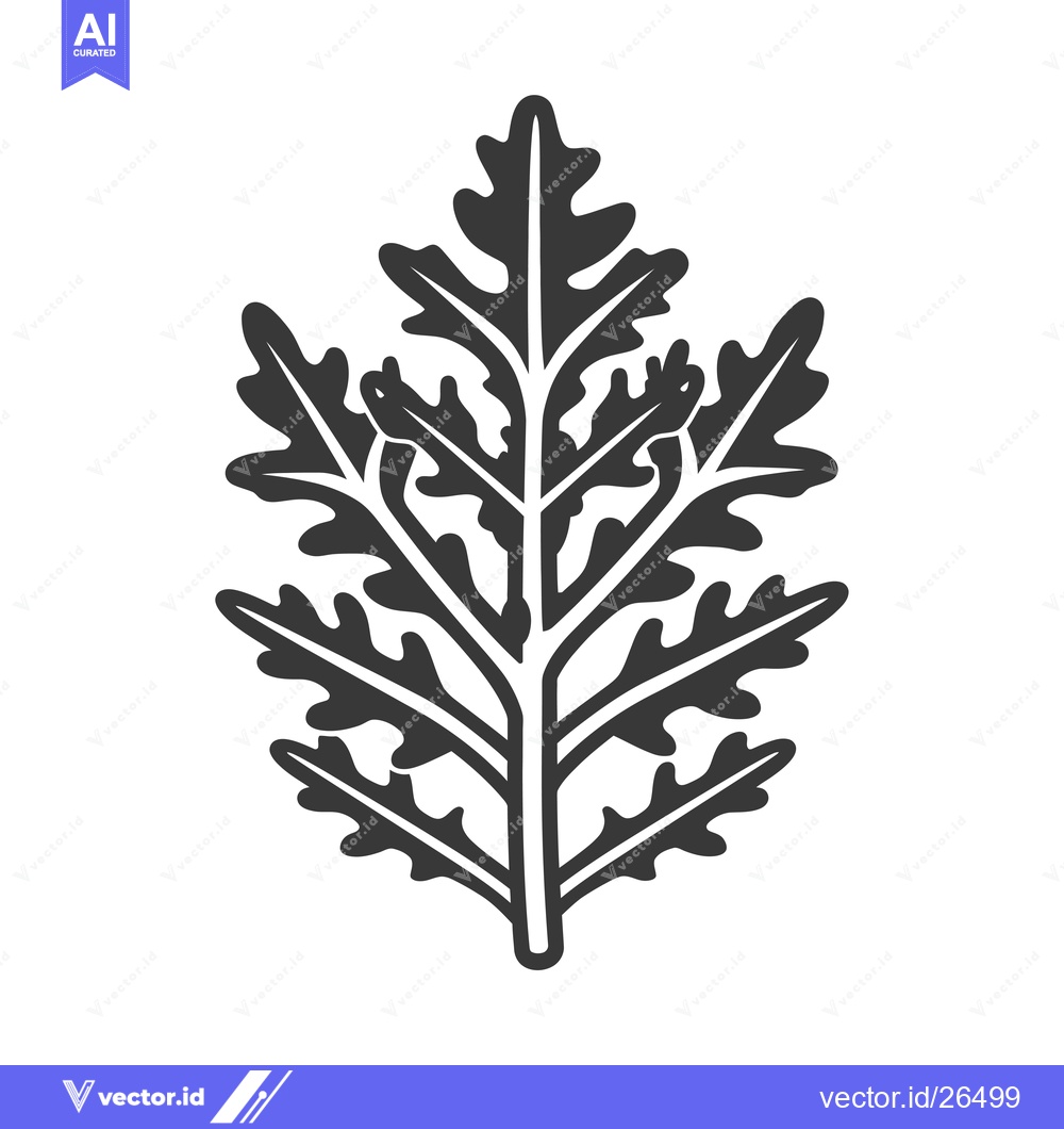 Premium Vector of Black and white silhouette of a single plant with leaves