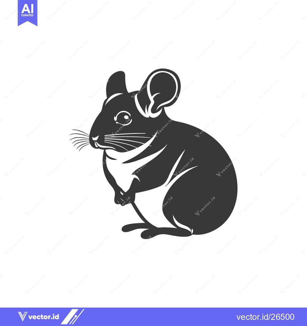 Premium Vector of Black and White Silhouette of a Sitting Chinchilla