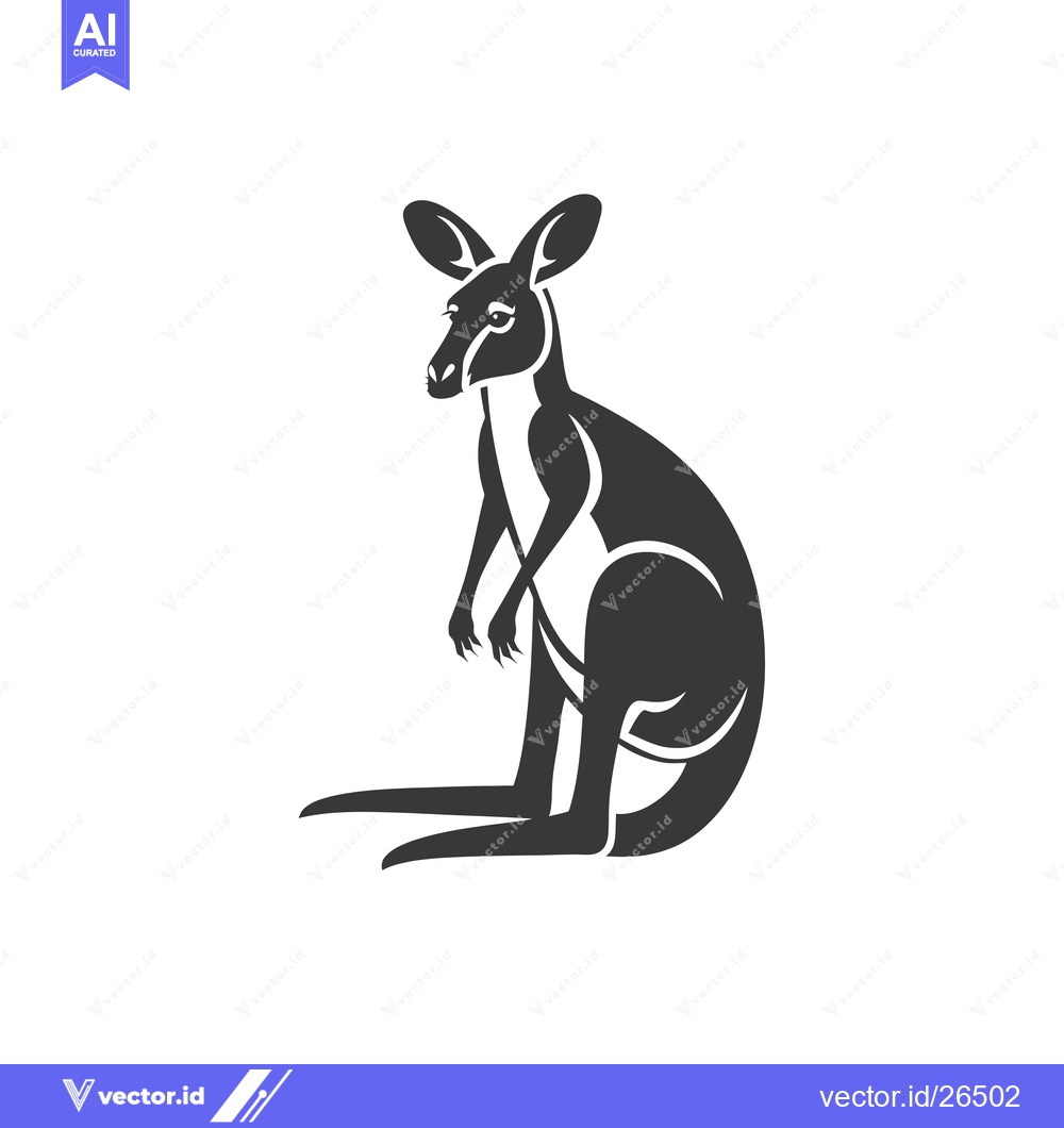 Premium Vector dari Black and White Silhouette of a Sitting Kangaroo