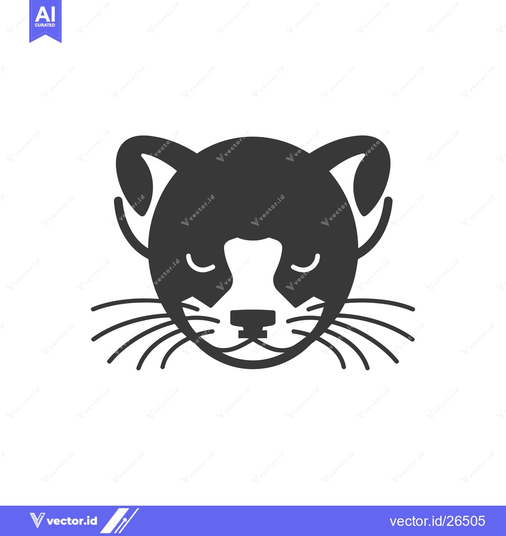Premium Vector of Black and White Silhouette of a Sleeping Cat's Face