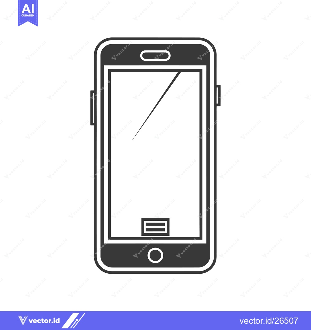 Premium Vector of Black and white silhouette of a smartphone with a blank screen