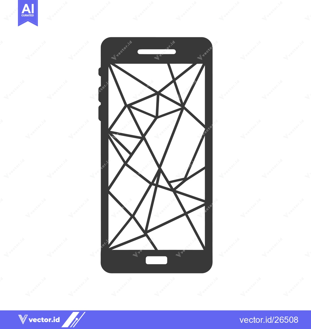 Premium Vector dari Black and White Silhouette of a Smartphone with a Cracked Screen