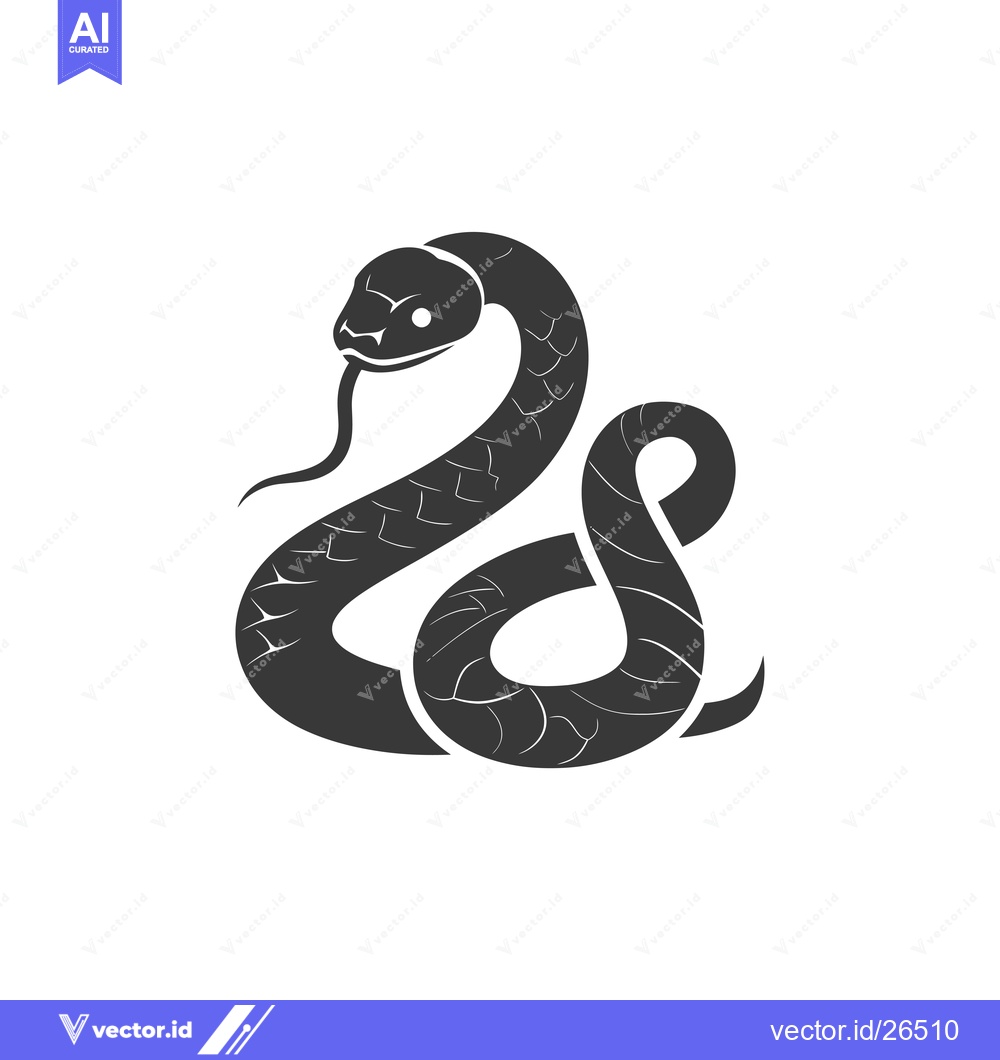 Premium Vector of Black and white silhouette of a snake with its head raised