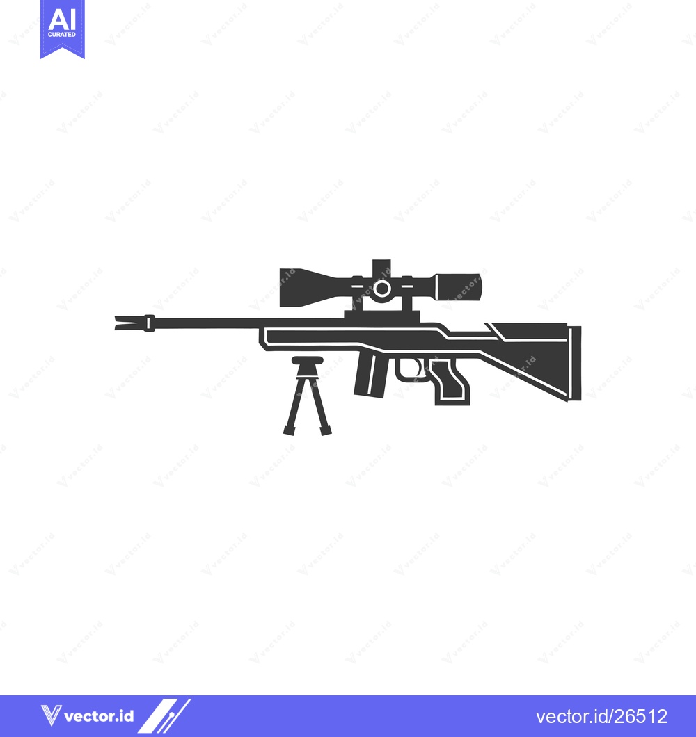 Premium Vector dari Black and white silhouette of a sniper rifle with a scope