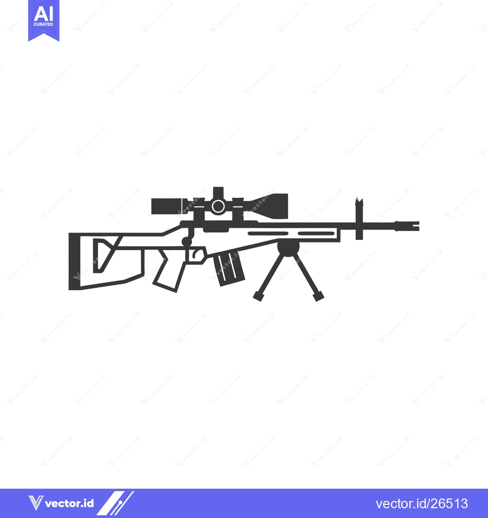 Premium Vector of Black and White Silhouette of a Sniper Rifle with Scope