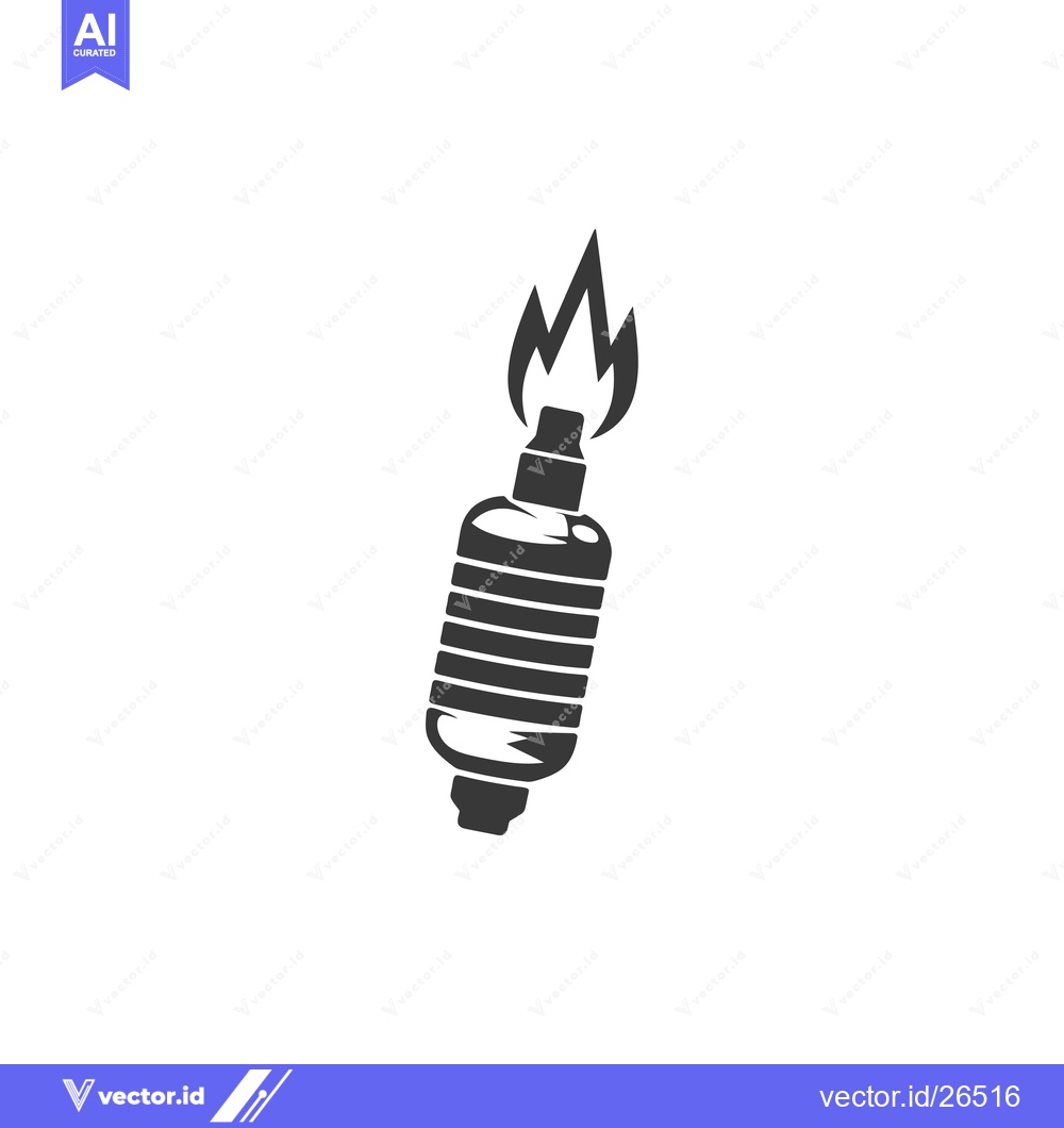 Premium Vector of Black and White Silhouette of a Spark Plug with Flames
