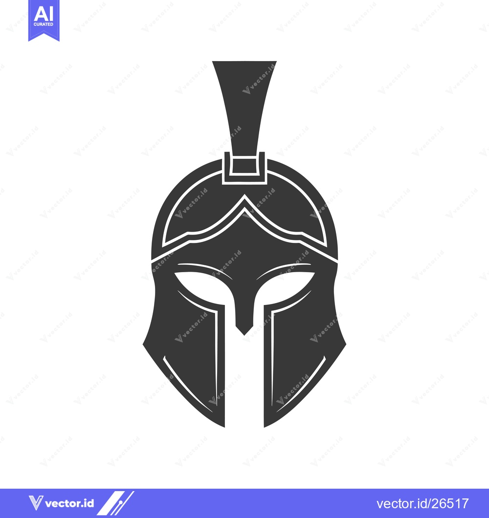 Premium Vector of Black and White Silhouette of a Spartan Helmet