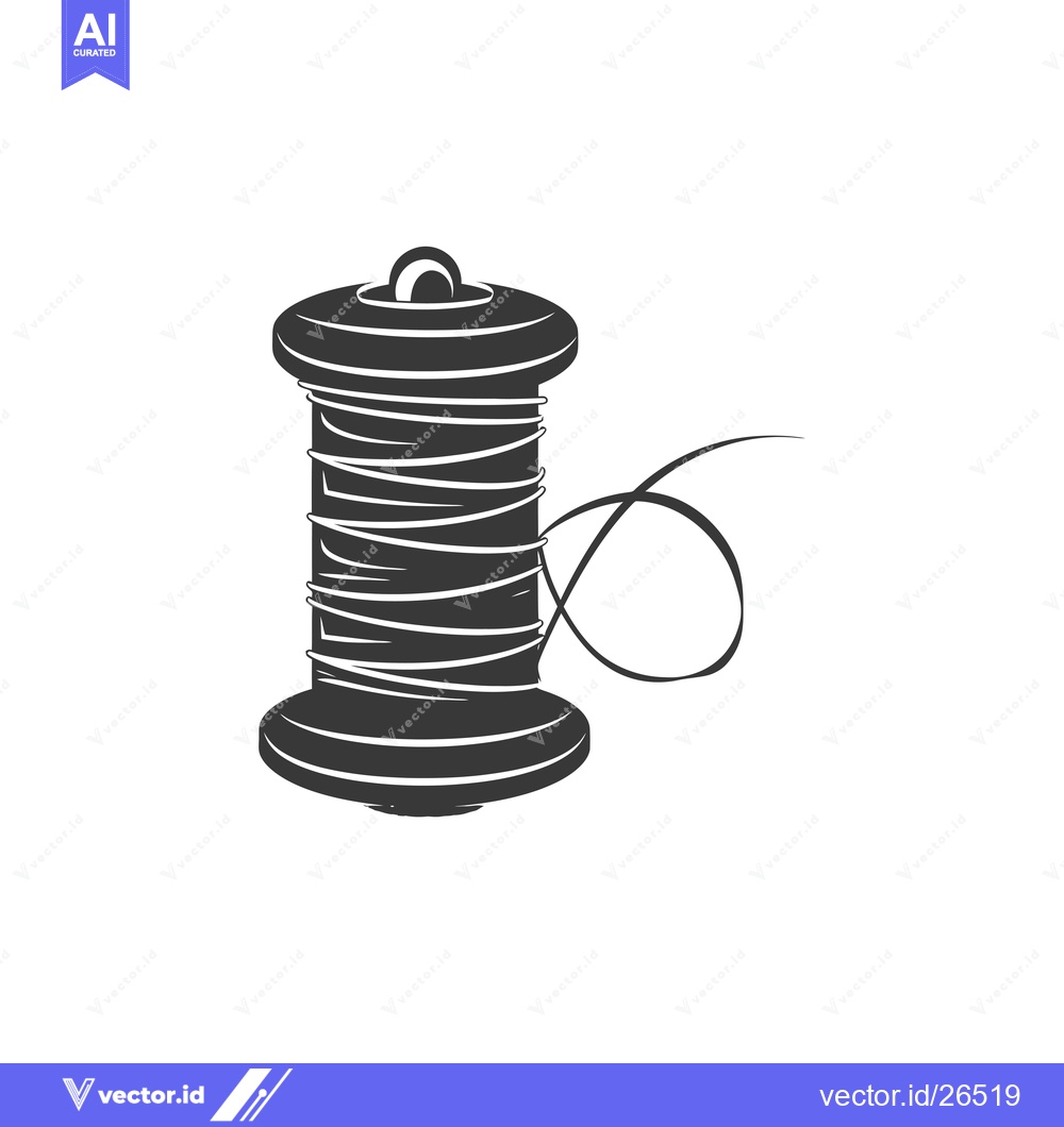 Premium Vector of Black and White Silhouette of a Spool of Thread