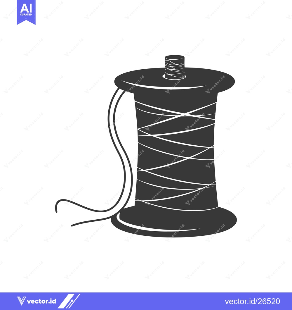 Premium Vector dari Black and White Silhouette of a Spool of Thread