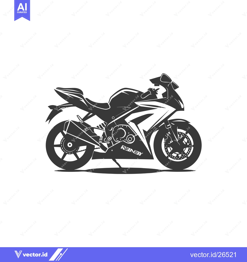 Premium Vector dari Black and White Silhouette of a Sport Motorcycle