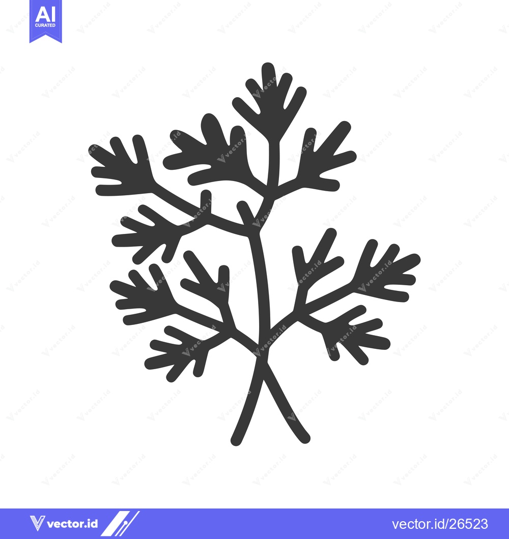 Premium Vector dari Black and white silhouette of a sprig of cilantro