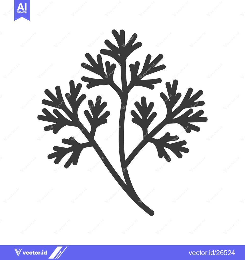 Premium Vector of Black and White Silhouette of a Sprig of Parsley