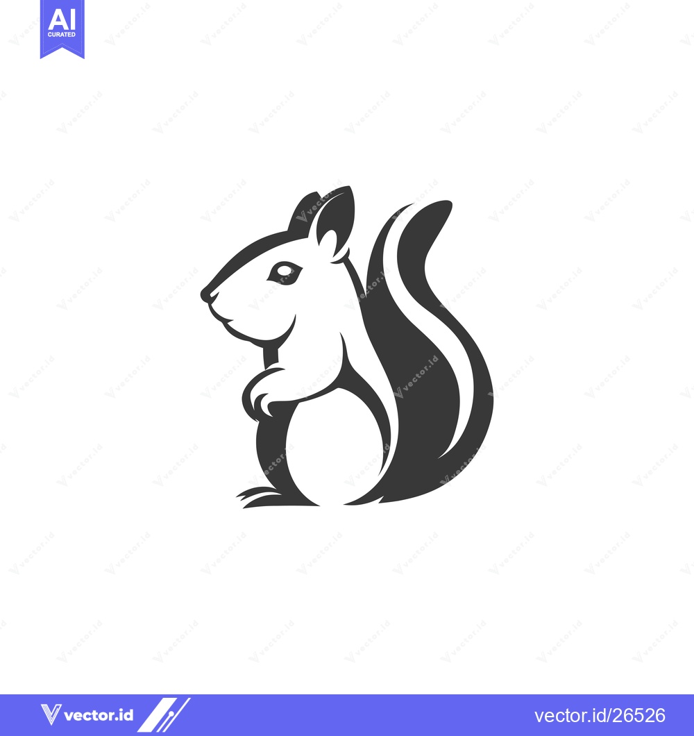Premium Vector of Black and White Silhouette of a Squirrel