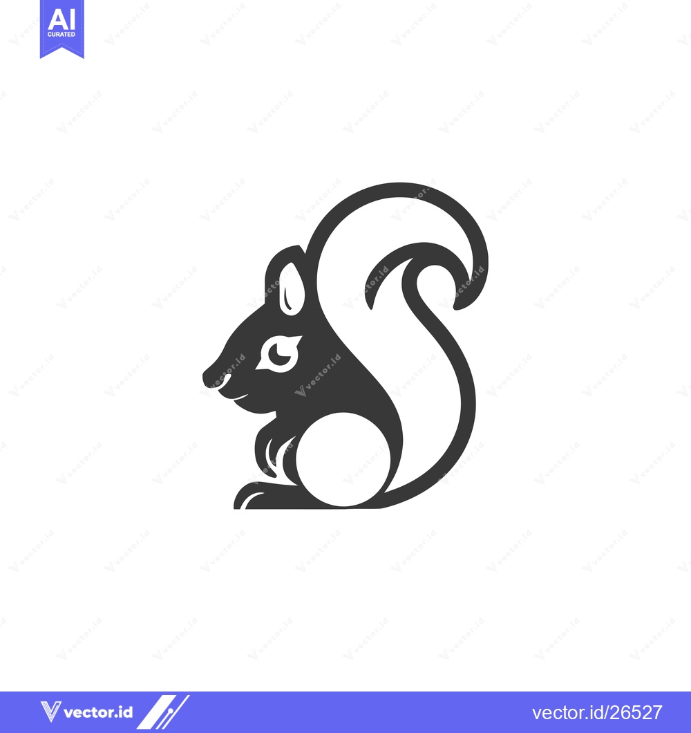 Premium Vector of Black and White Silhouette of a Squirrel Sitting