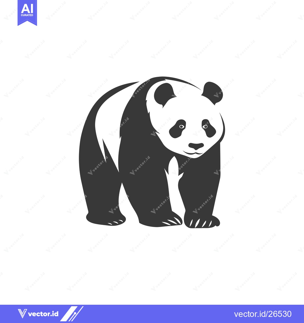 Premium Vector dari Black and White Silhouette of a Standing Panda Bear