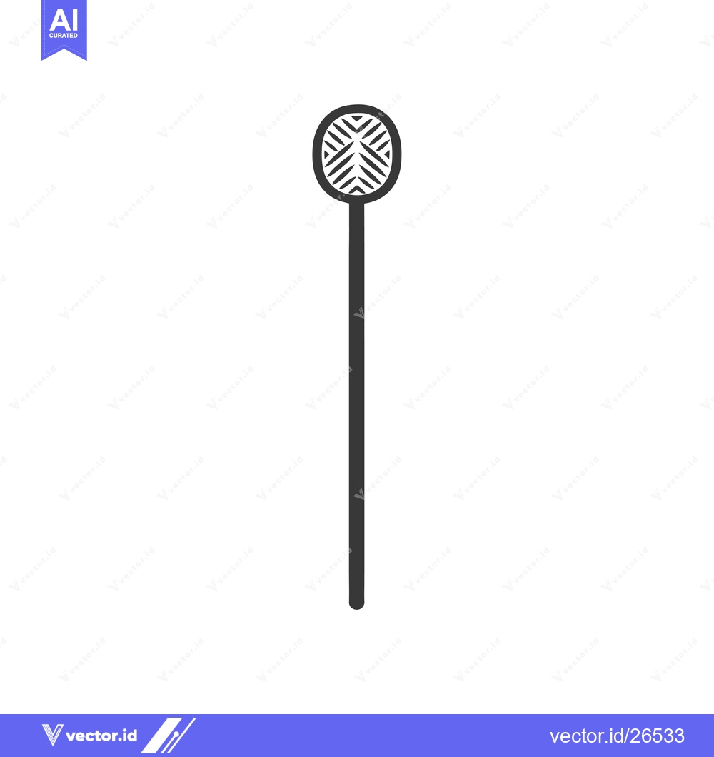 Premium Vector dari Black and white silhouette of a stick with a patterned circle on top
