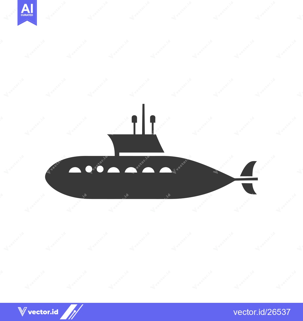 Premium Vector of Black and White Silhouette of a Submarine