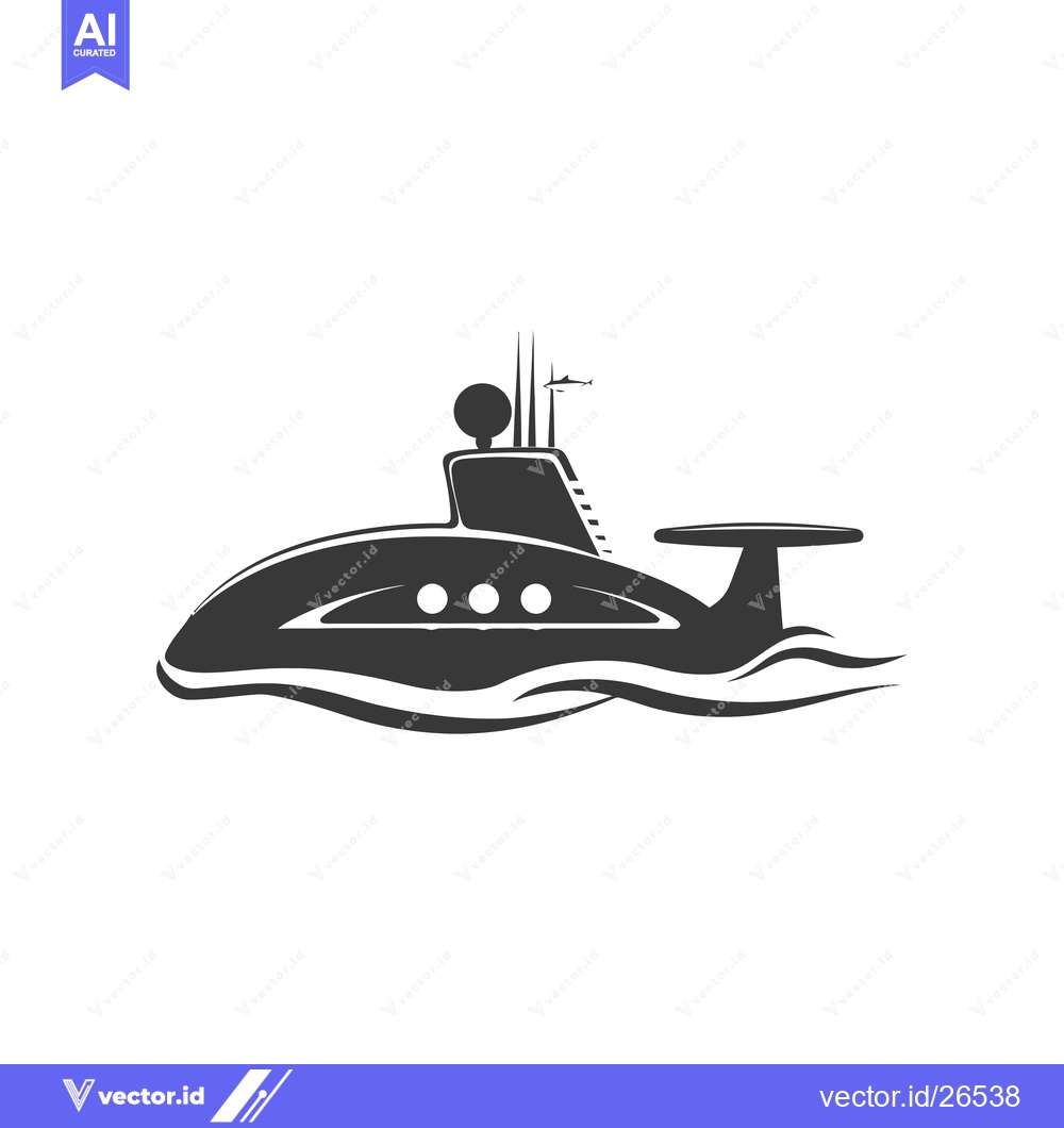 Premium Vector dari Black and White Silhouette of a Submarine in the Ocean