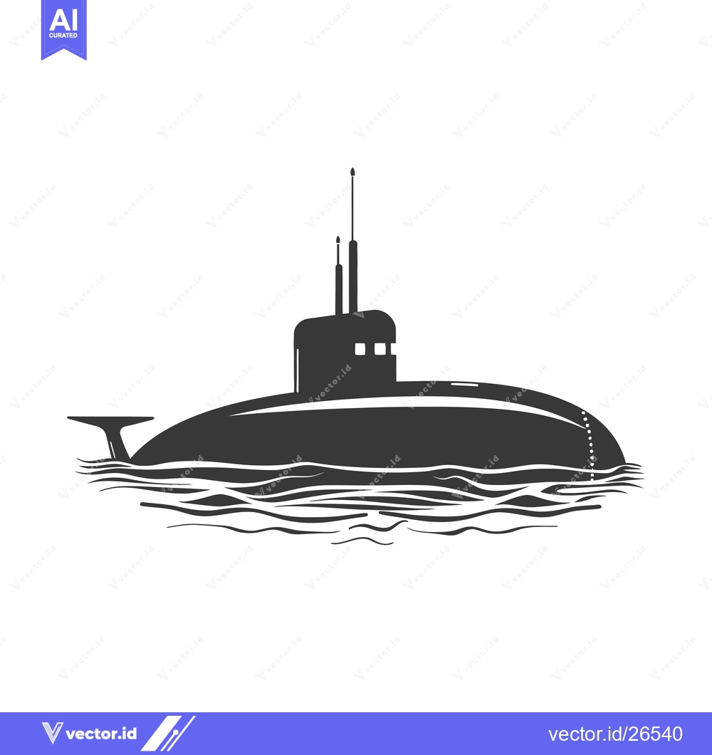 Premium Vector of Black and white silhouette of a submarine submerged in water