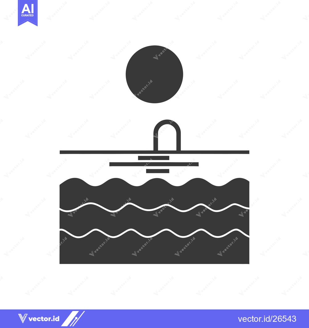Premium Vector of Black and White Silhouette of a Swimming Pool