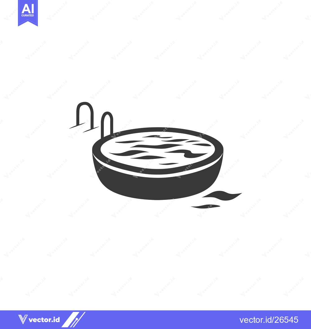 Premium Vector of Black and White Silhouette of a Swimming Pool with a Ladder