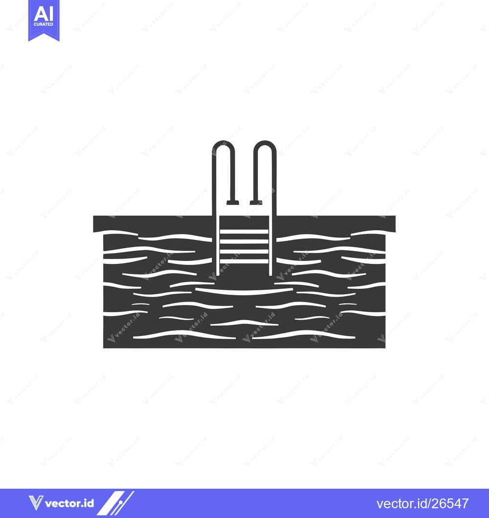 Premium Vector of Black and White Silhouette of a Swimming Pool with Ladder