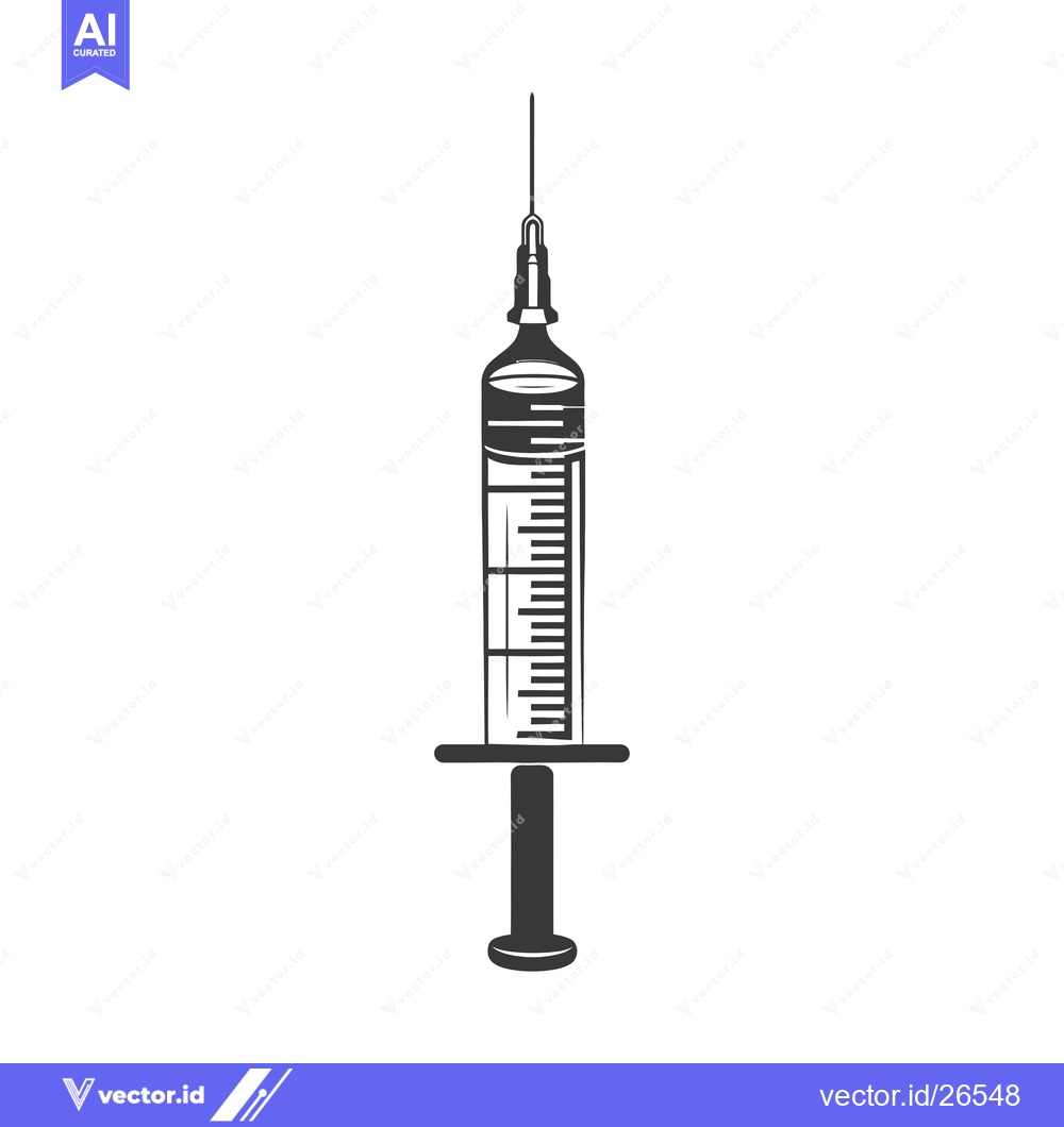 Premium Vector dari Black and White Silhouette of a Syringe