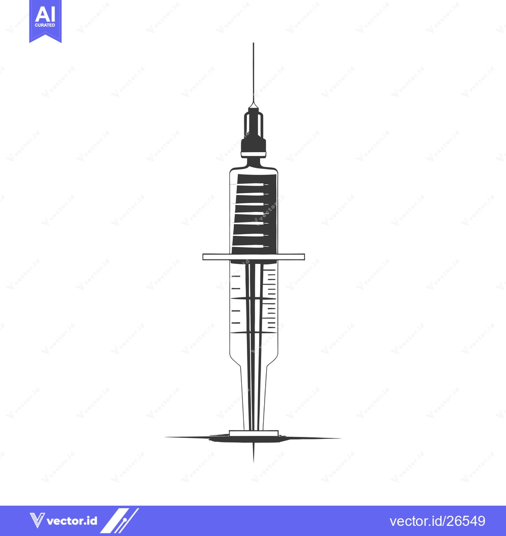 Premium Vector of Black and White Silhouette of a Syringe