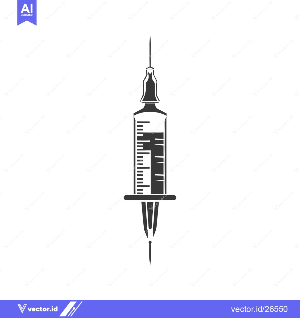 Premium Vector of Black and White Silhouette of a Syringe