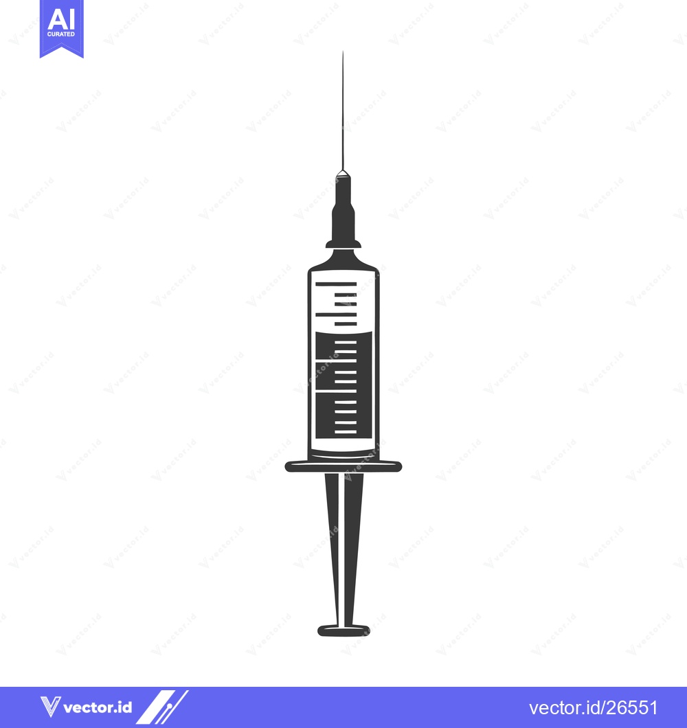 Premium Vector dari Black and White Silhouette of a Syringe with a Needle