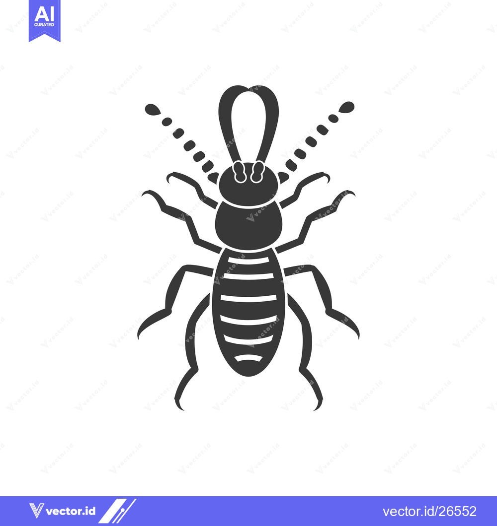 Premium Vector dari Black and White Silhouette of a Termite with Striped Body