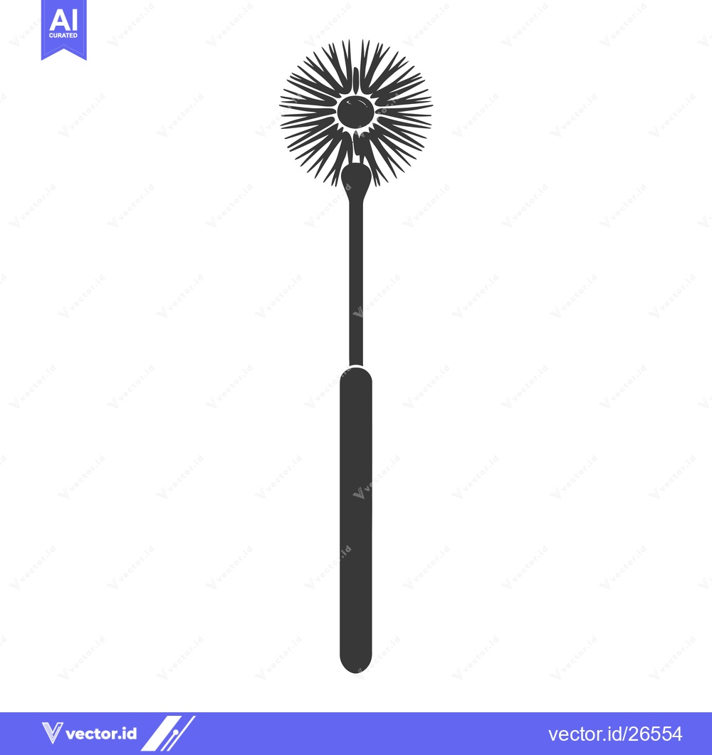 Premium Vector of Black and white silhouette of a toilet bowl brush