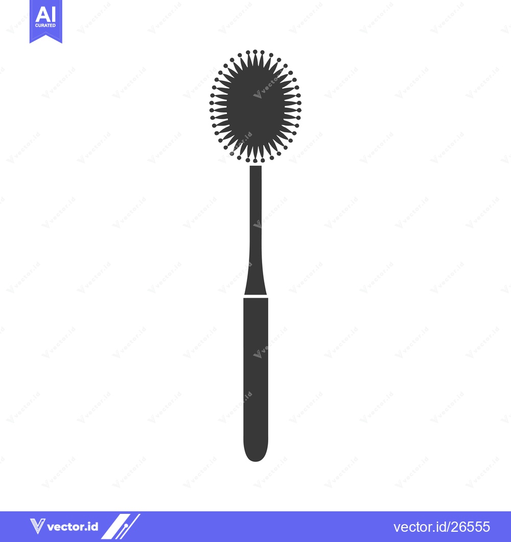 Premium Vector of Black and white silhouette of a toilet brush