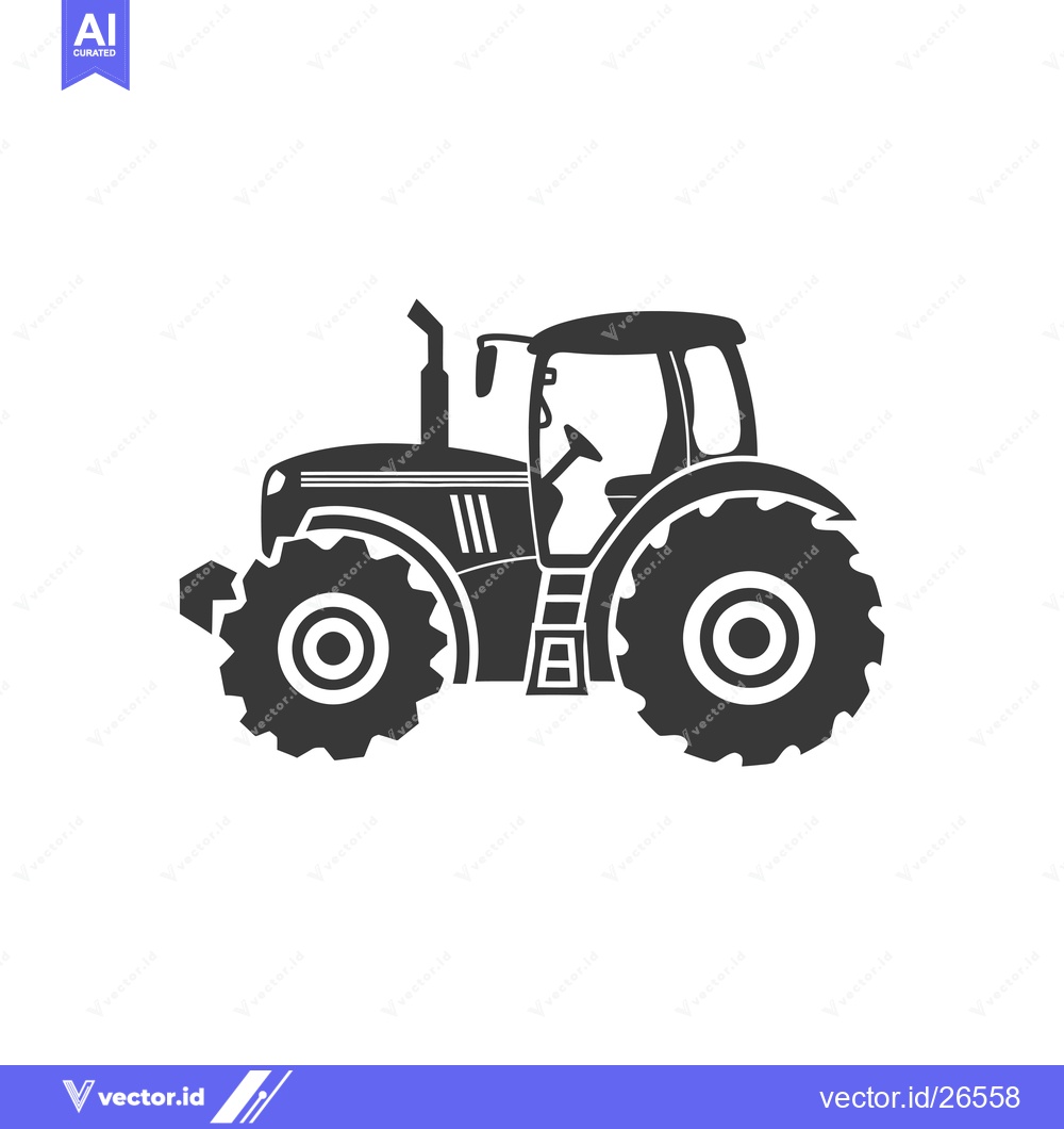Premium Vector dari Black and White Silhouette of a Tractor