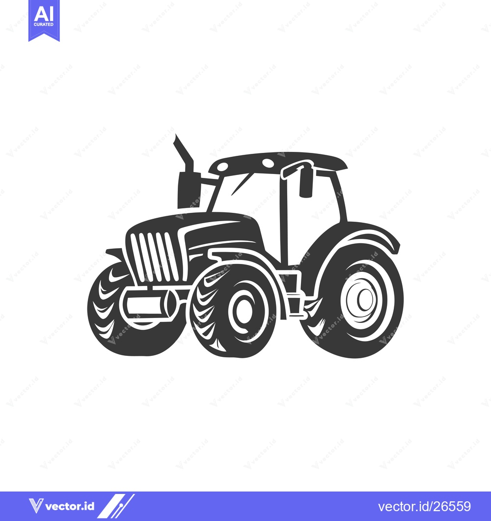 Premium Vector of Black and White Silhouette of a Tractor