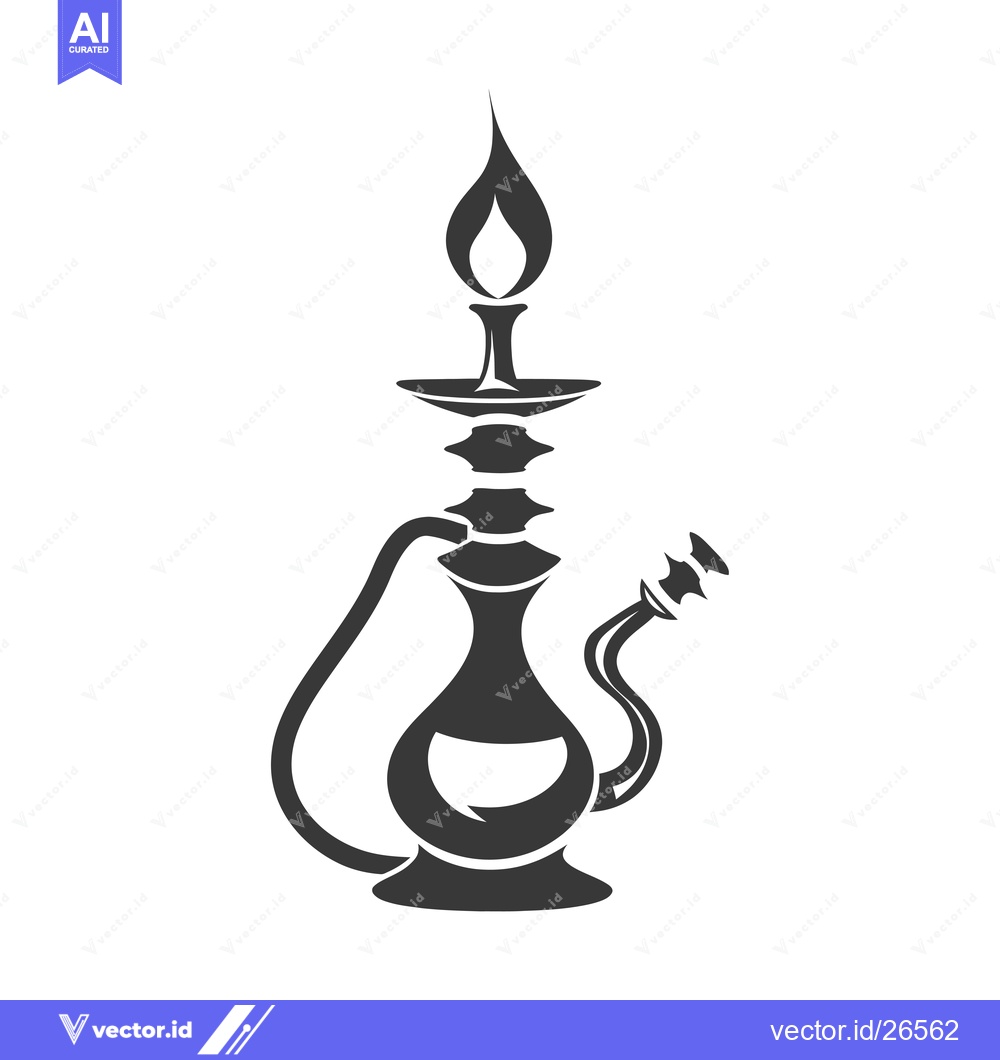 Premium Vector of Black and White Silhouette of a Traditional Hookah