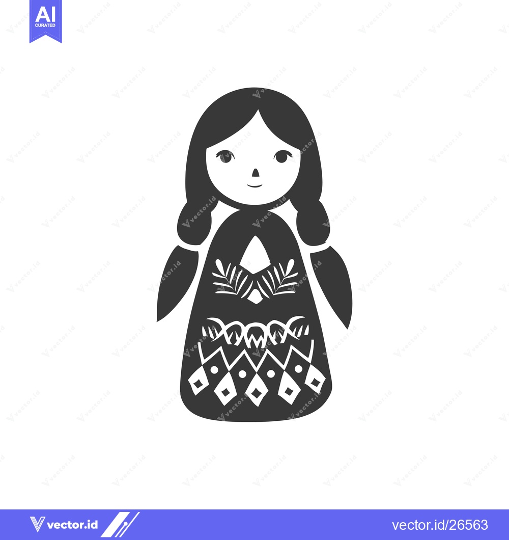 Premium Vector of Black and White Silhouette of a Traditional Russian Nesting Doll