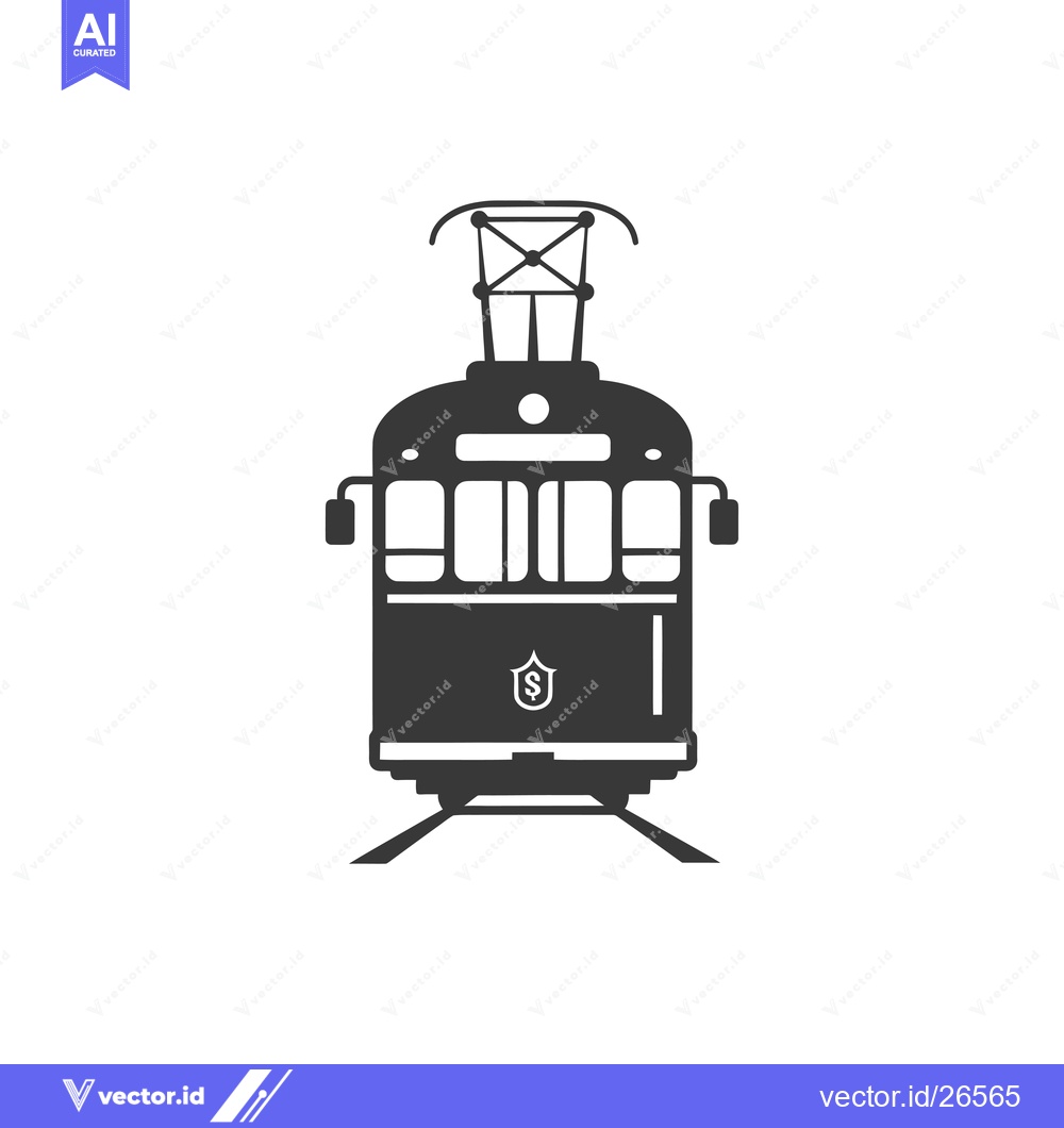 Premium Vector dari Black and White Silhouette of a Tram on Tracks