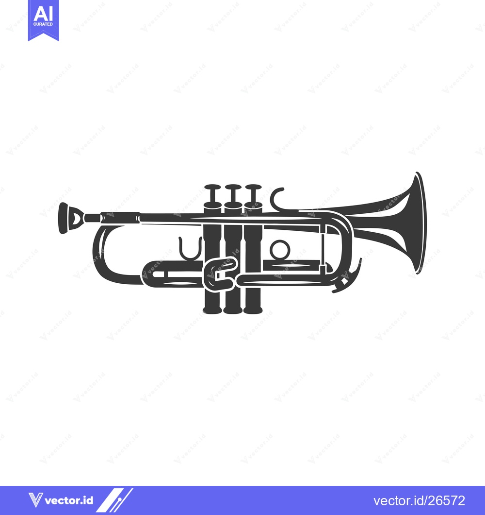 Premium Vector dari Black and White Silhouette of a Trumpet