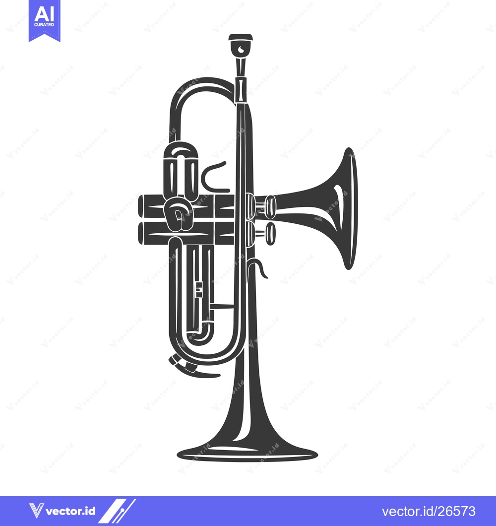 Premium Vector dari Black and White Silhouette of a Trumpet