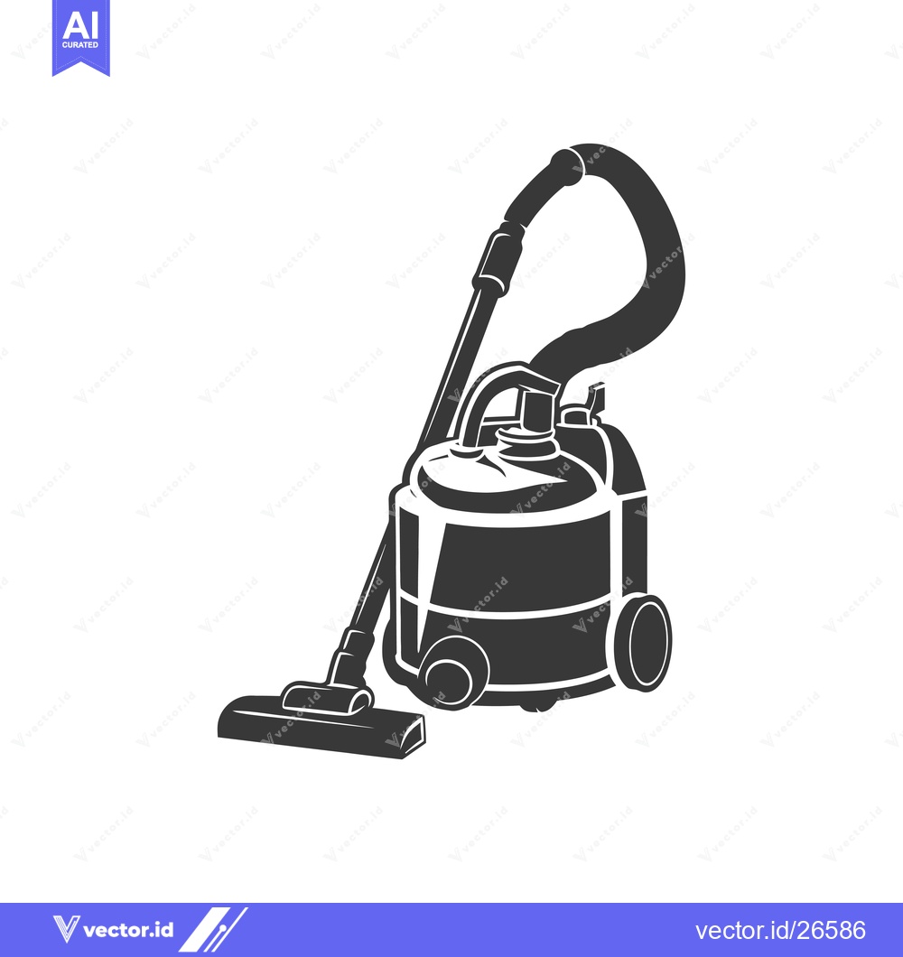 Premium Vector of Black and White Silhouette of a Vacuum Cleaner