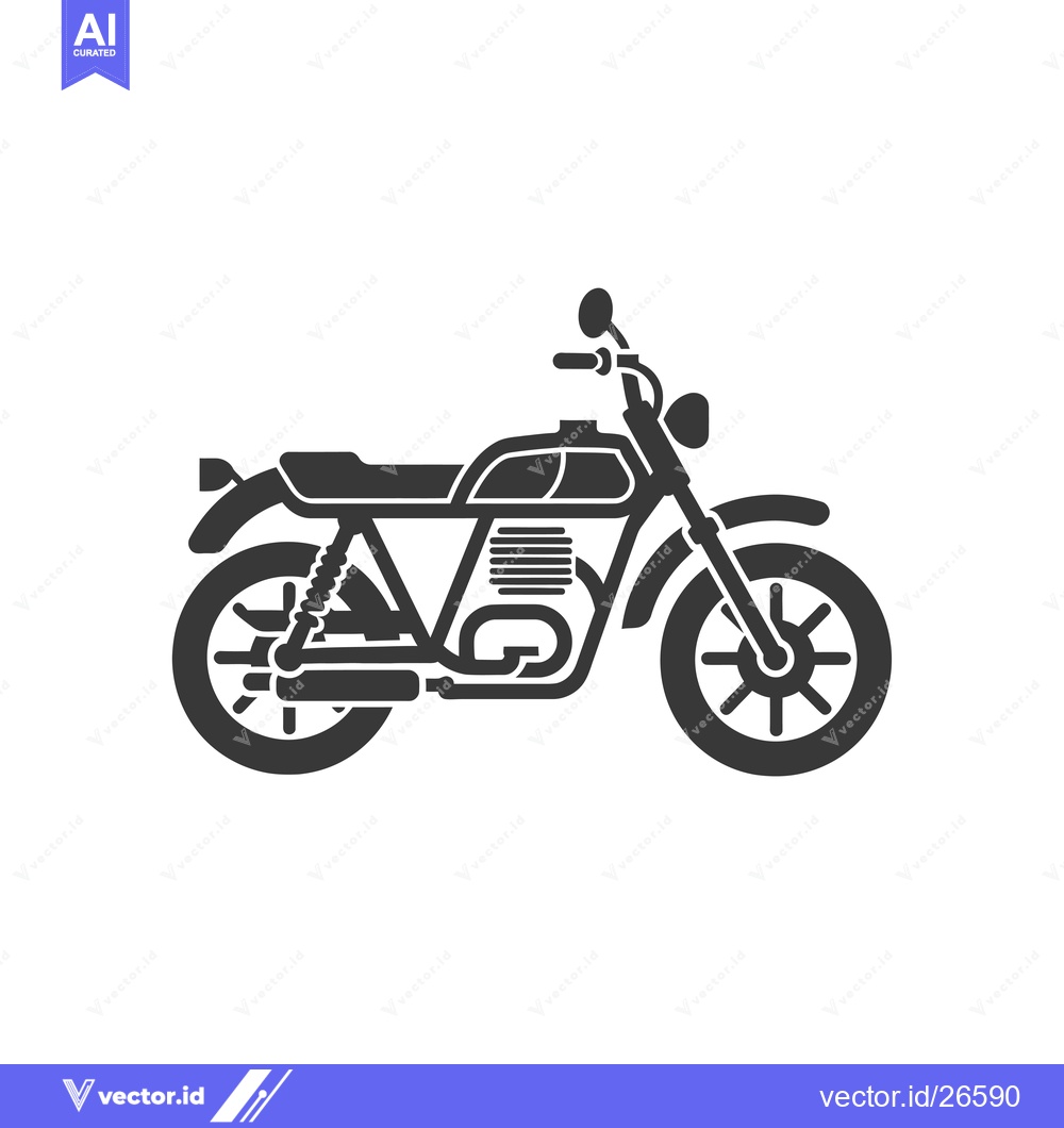 Premium Vector dari Black and White Silhouette of a Vintage Motorcycle