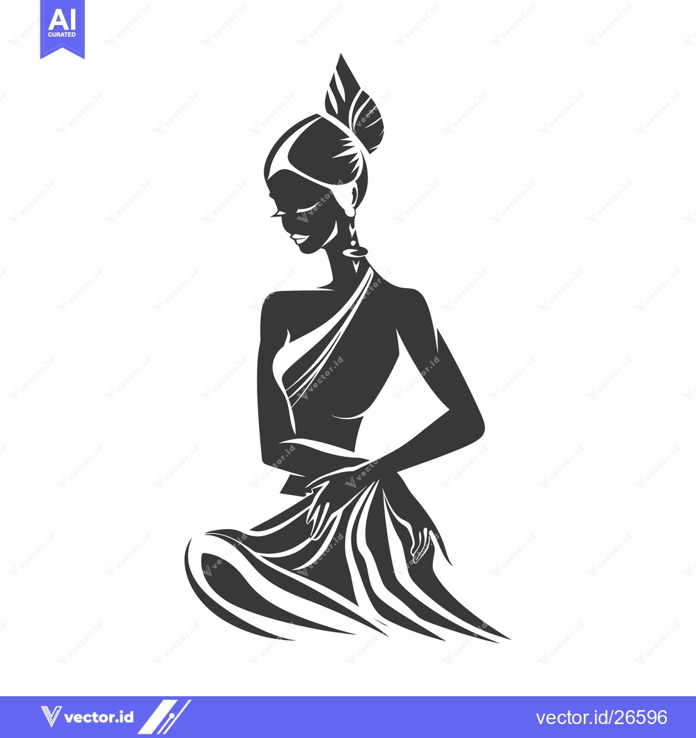 Premium Vector dari Black and white silhouette of a woman in a dress