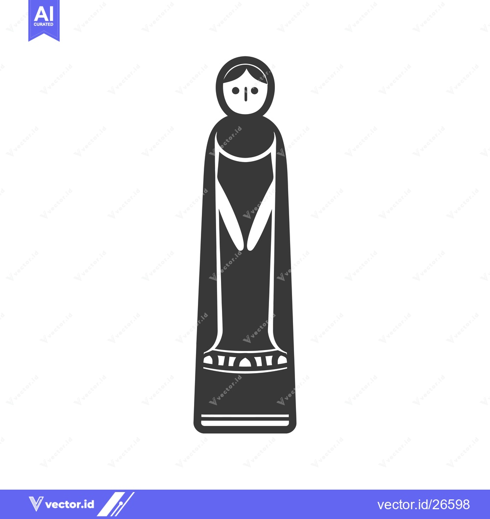 Premium Vector of Black and White Silhouette of a Woman in a Long Dress
